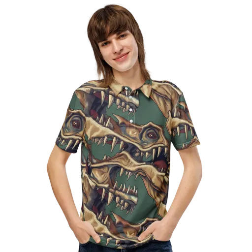 Cretaceous Clash on a Men's Slim Fit Polo Shirt