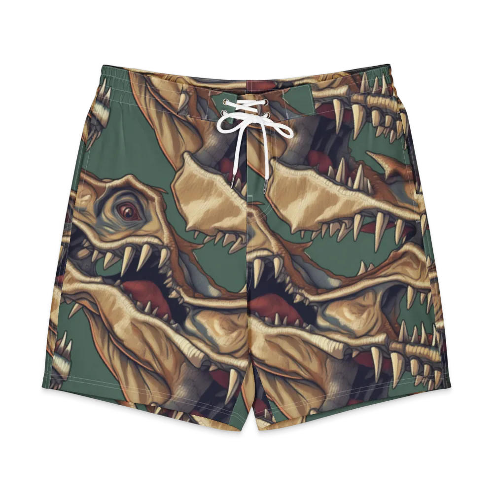 Cretaceous Clash on Men's Board Shorts — Front