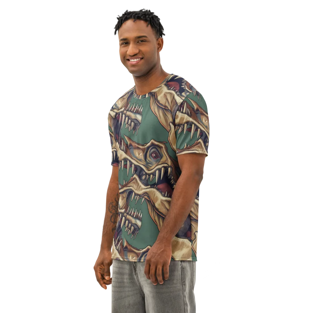 Cretaceous Clash on Men's Cotton Crew Neck T-Shirt — Left Front