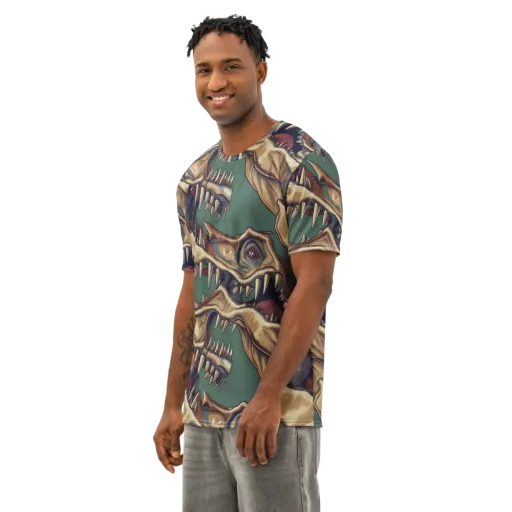 Cretaceous Clash on a Men's Cotton Crew Neck T-Shirt