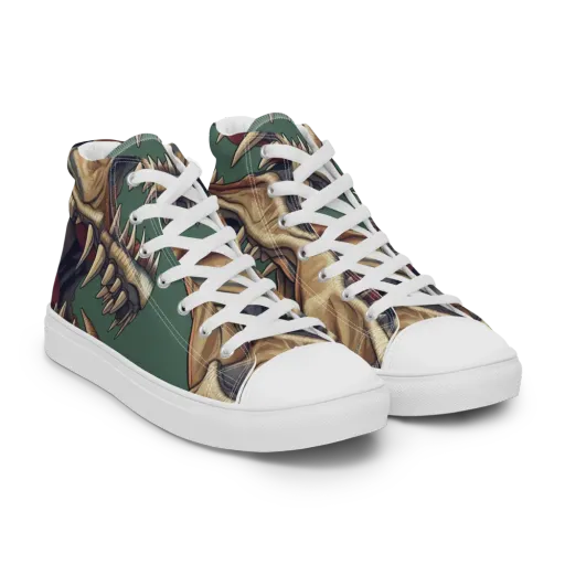 Cretaceous Clash on a Men's High Top Canvas Shoes