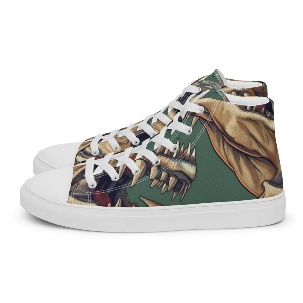 Cretaceous Clash on Men's High Top Canvas Shoes — Left