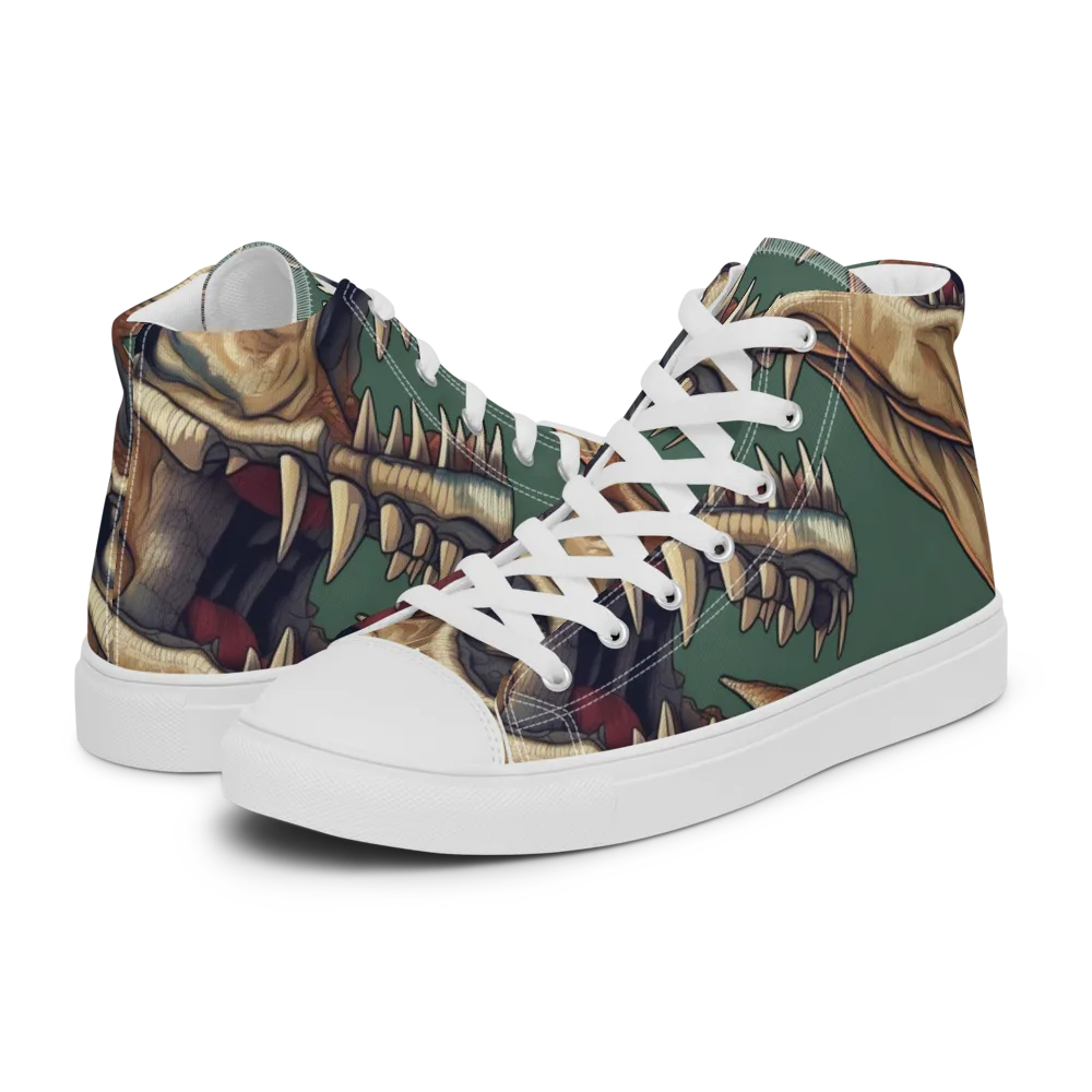 Cretaceous Clash on Men's High Top Canvas Shoes — Left