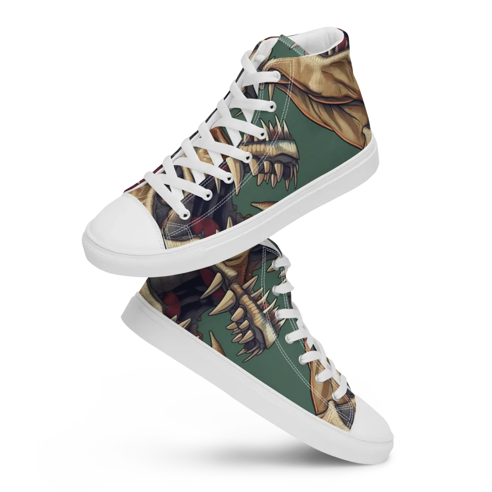 Cretaceous Clash on Men's High Top Canvas Shoes — Front