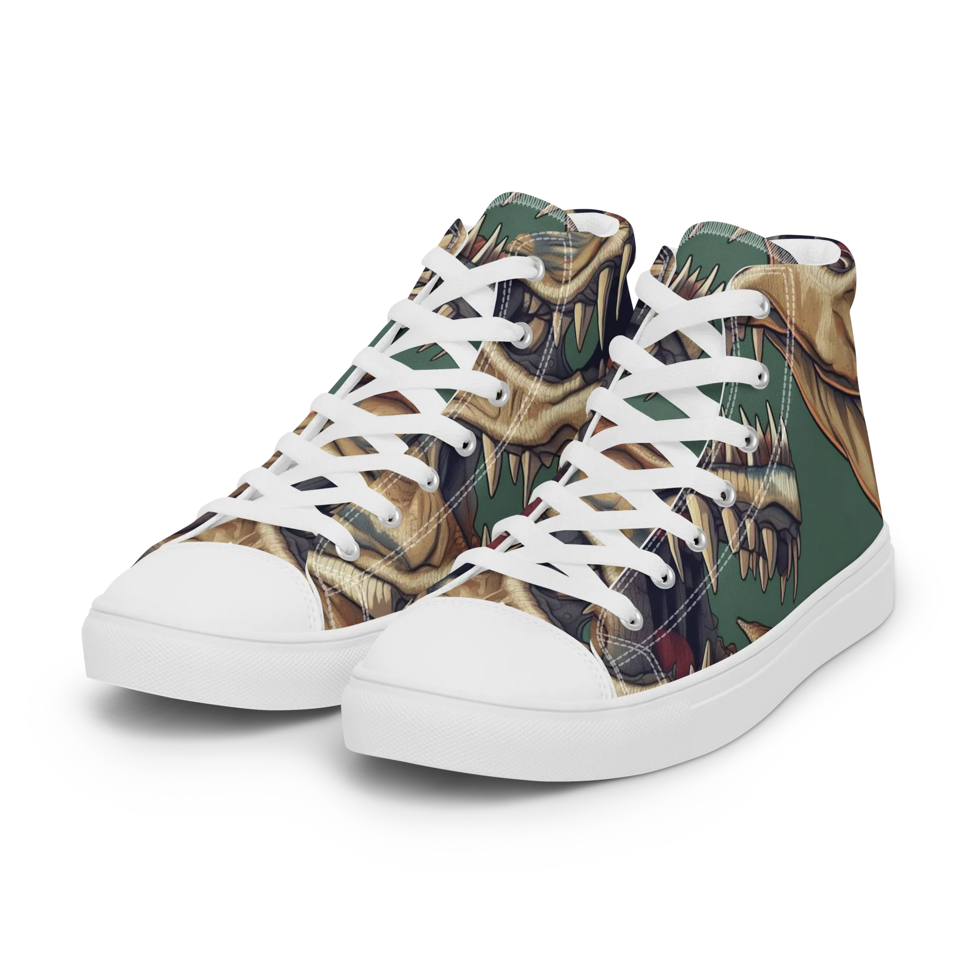 Cretaceous Clash on Women's High Top Canvas Shoes — Left Front