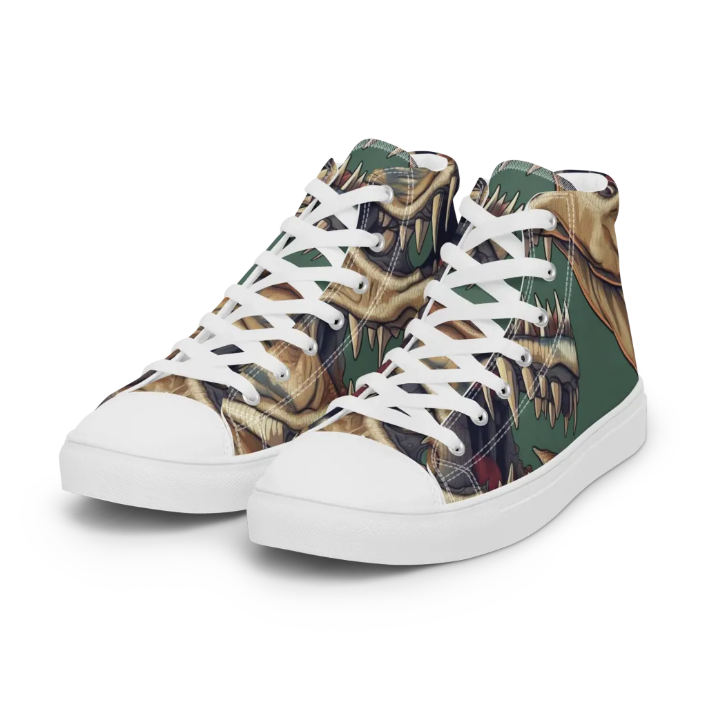 Cretaceous Clash on Women's High Top Canvas Shoes — Left Front