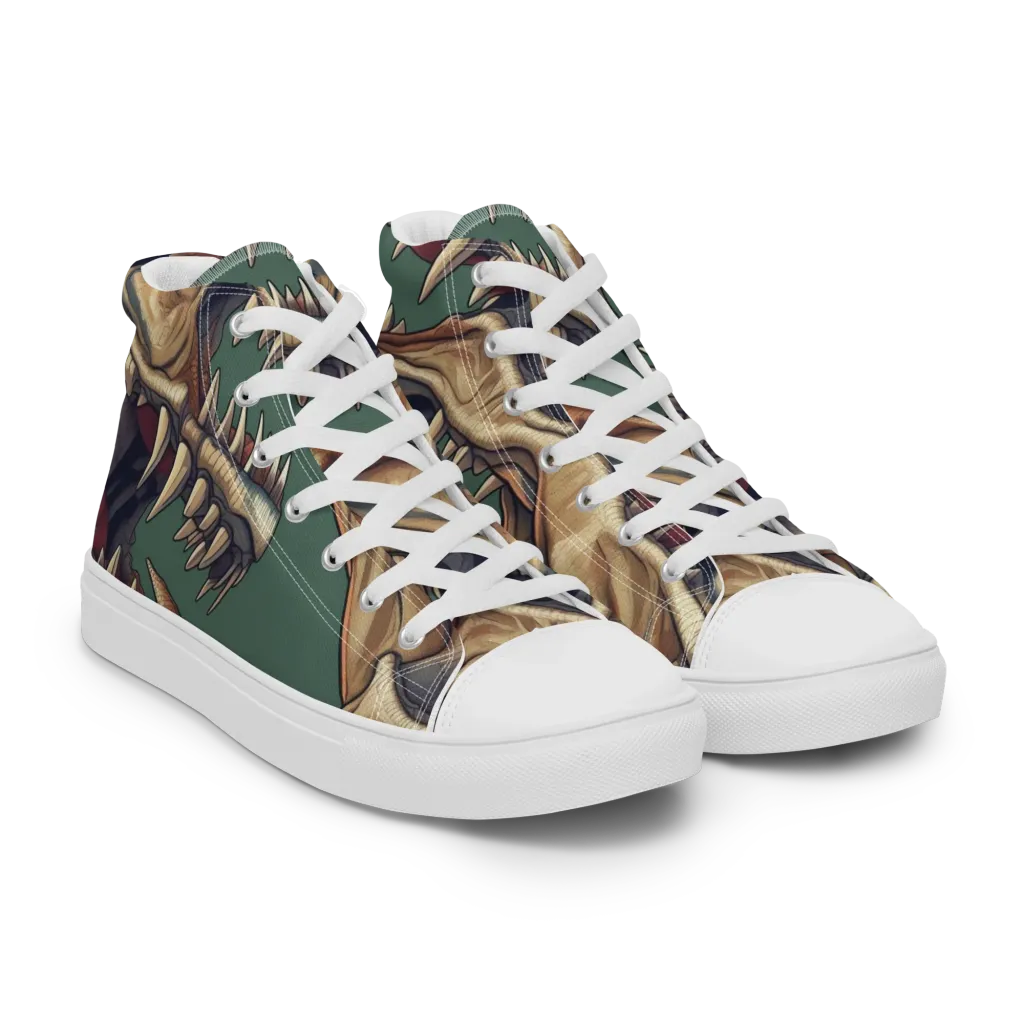 Cretaceous Clash on Women's High Top Canvas Shoes — Right Front