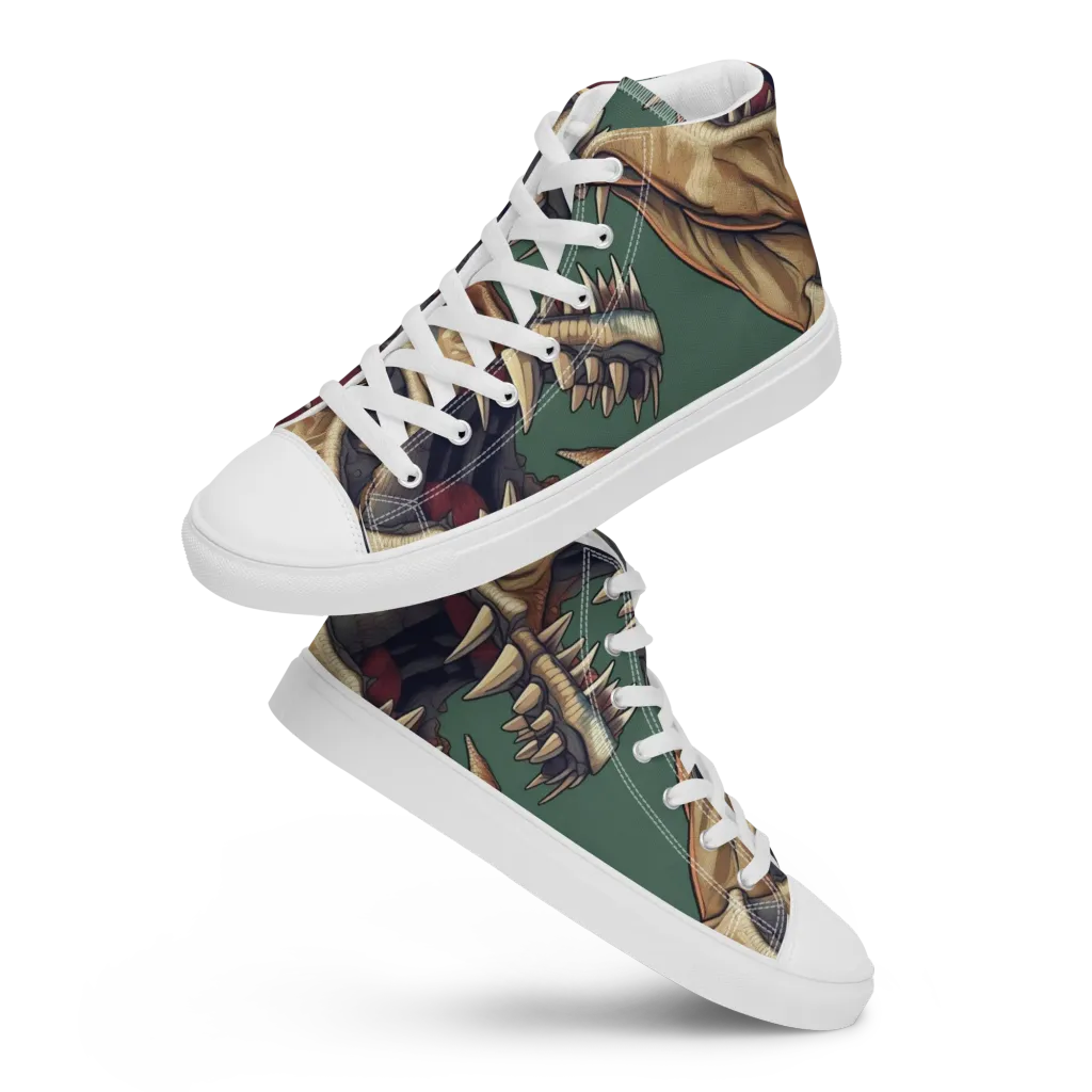Cretaceous Clash on Women's High Top Canvas Shoes — Front