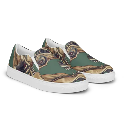 Cretaceous Clash on a Men's Slip-On Canvas Shoes
