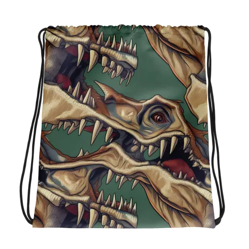 Cretaceous Clash on a Drawstring Bag