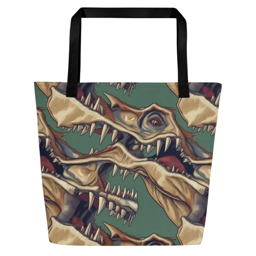 Cretaceous Clash on a Large Tote Bag W/ Pocket