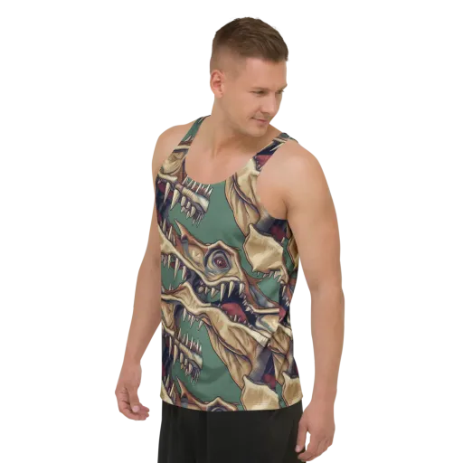 Cretaceous Clash on a Men's Tank Top