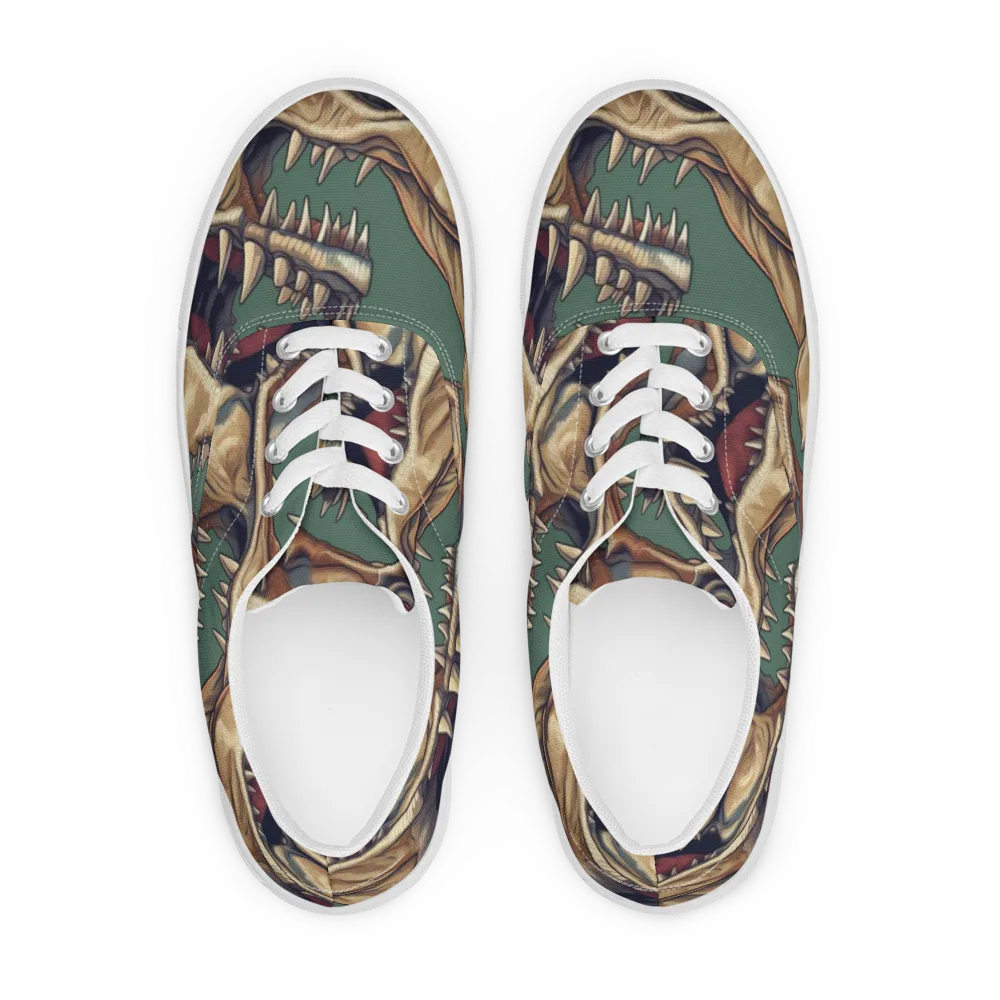 Cretaceous Clash on Men's Lace-Up Canvas Shoes — Front