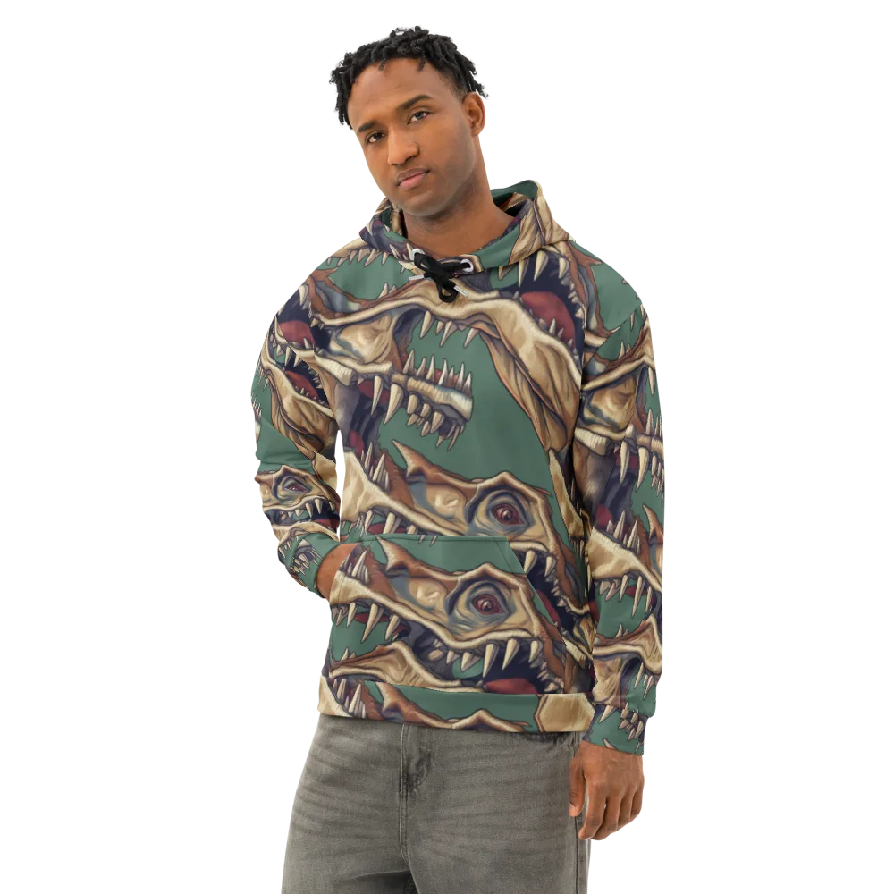 Cretaceous Clash on Cotton Hoodie — Left Front
