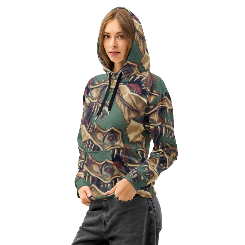 Cretaceous Clash on Cotton Hoodie — Left Front
