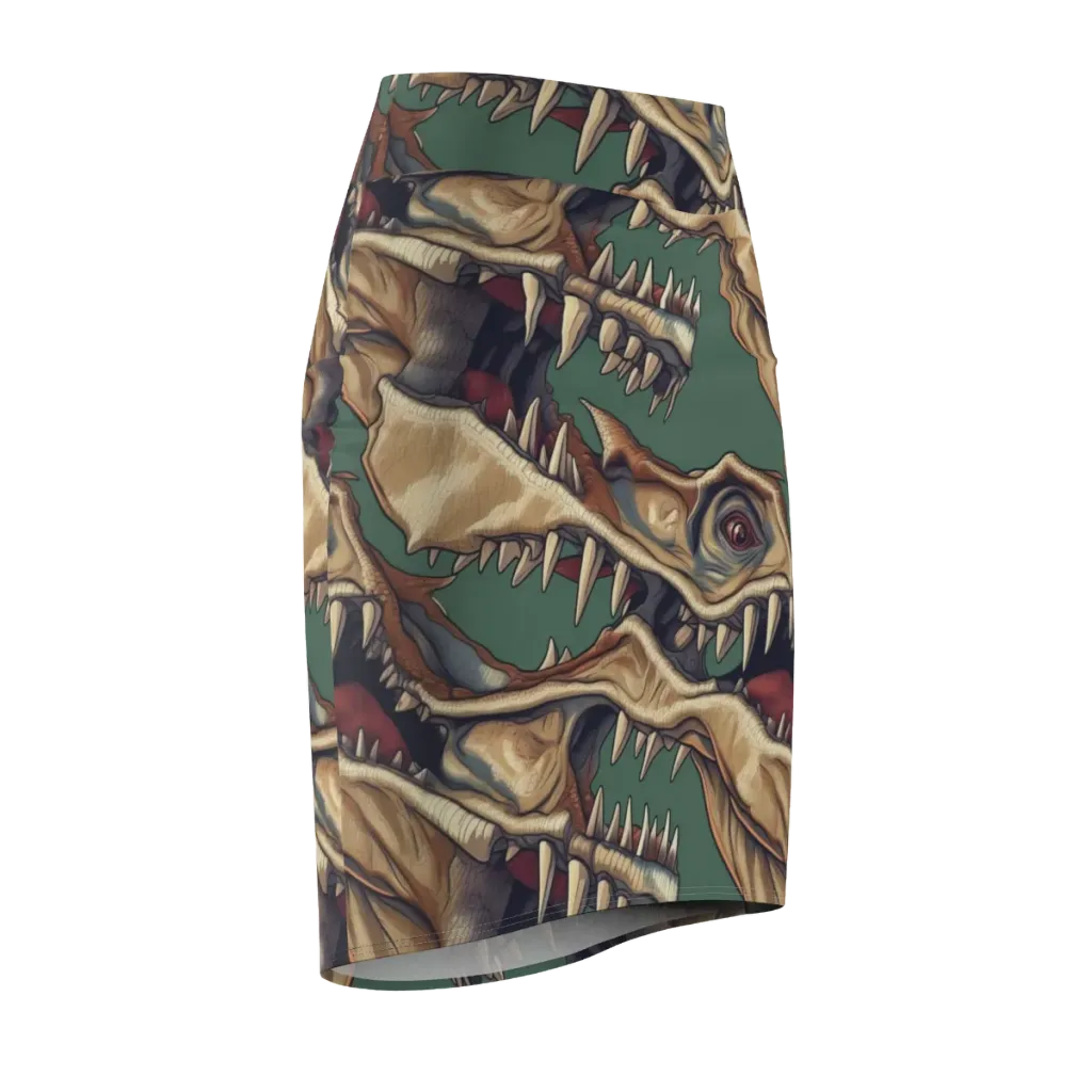 Cretaceous Clash on Pencil Skirt — Front Side