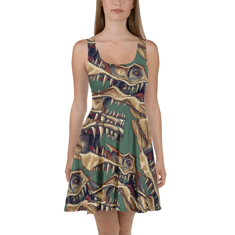 Cretaceous Clash on Skater Dress — Front