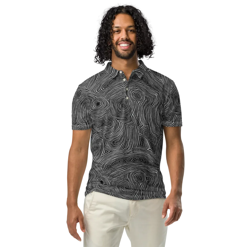 Inkwood Orbit on Men's Slim Fit Polo Shirt — Front