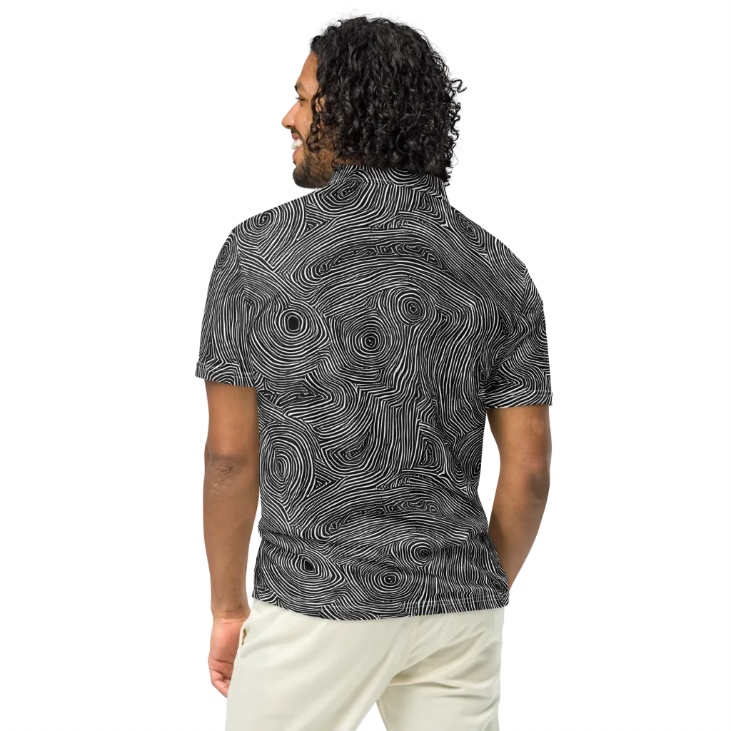 Inkwood Orbit on Men's Slim Fit Polo Shirt — Back