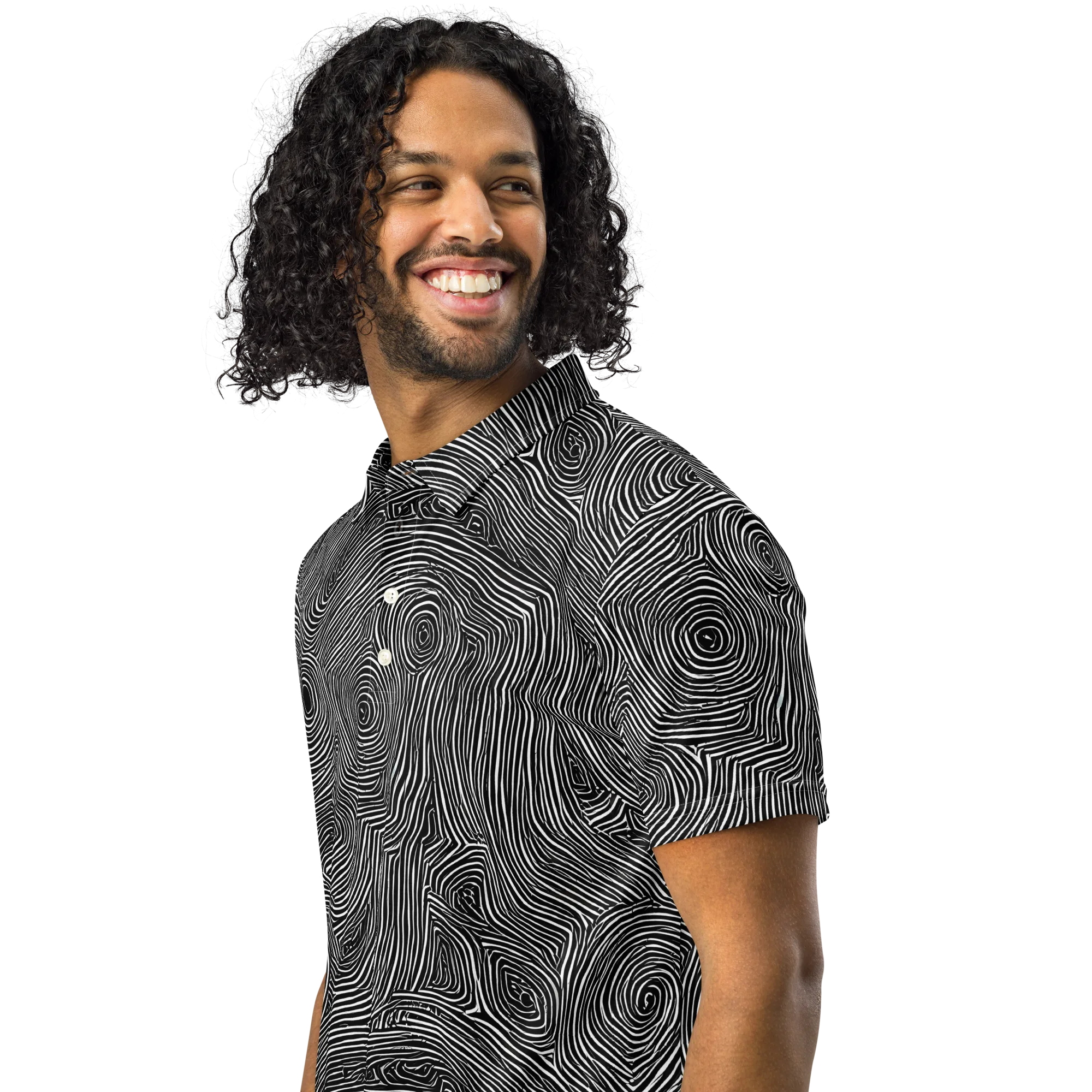 Inkwood Orbit on Men's Slim Fit Polo Shirt — Left Front