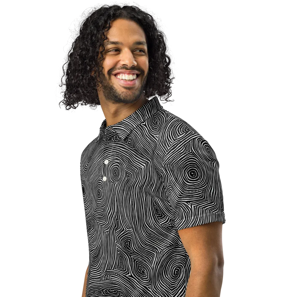 Inkwood Orbit on Men's Slim Fit Polo Shirt — Left Front