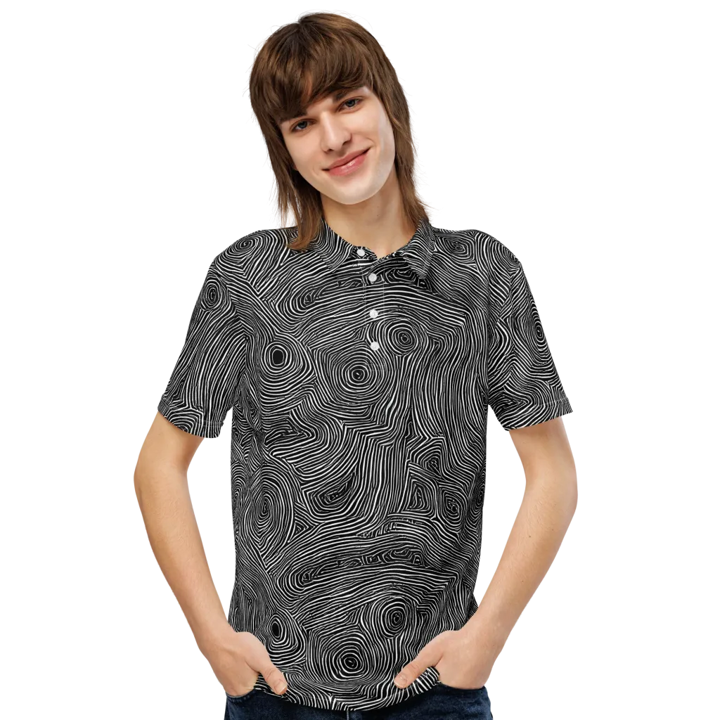Inkwood Orbit on Men's Slim Fit Polo Shirt — Front