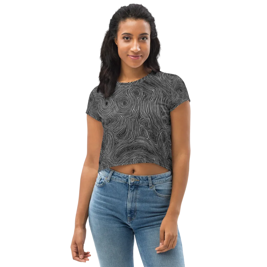 Inkwood Orbit on Crop Tee — Front