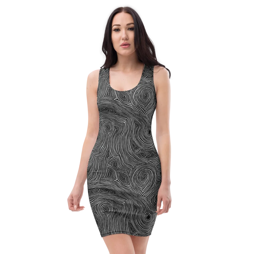 Inkwood Orbit on Bodycon Dress — Front