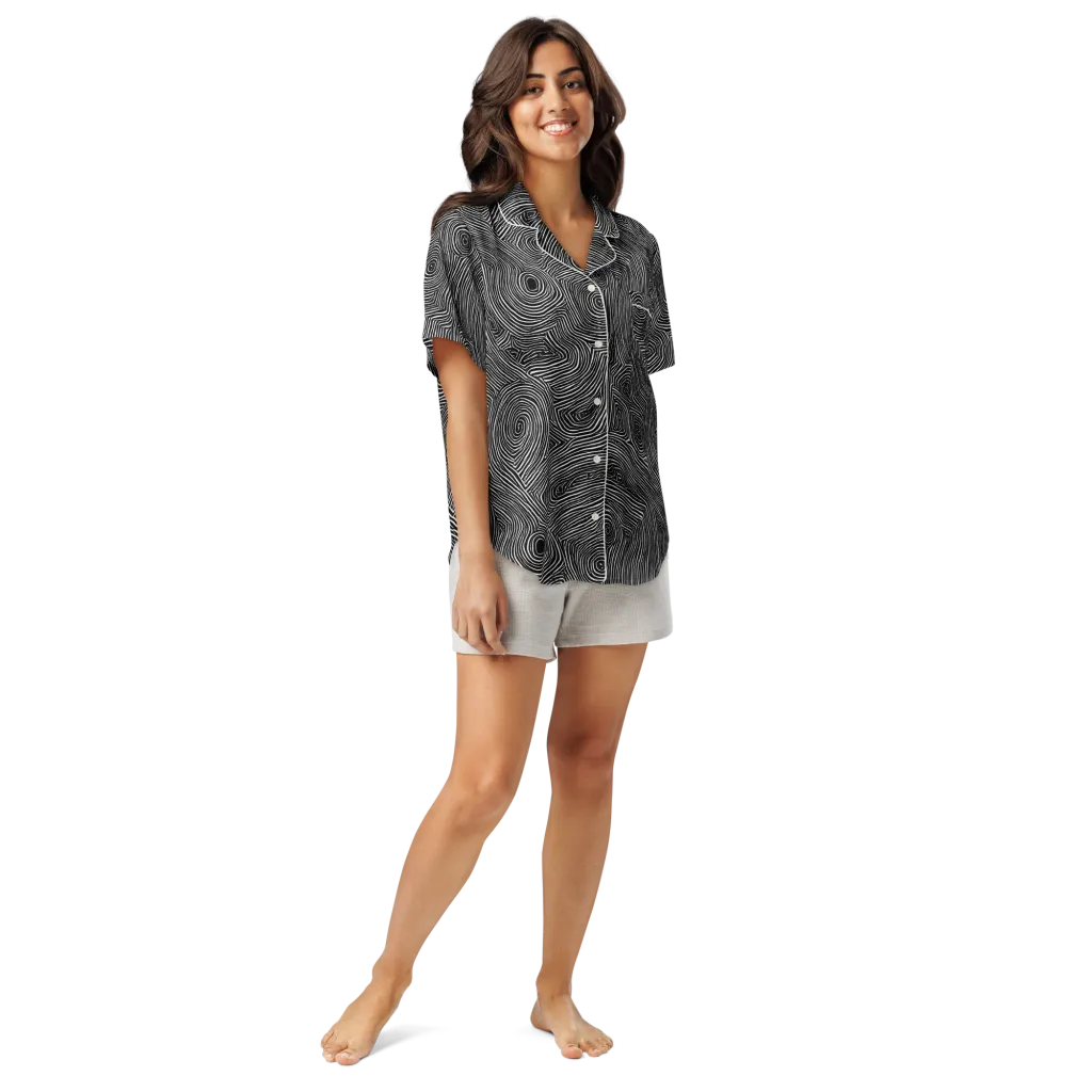 Inkwood Orbit on Women's Short Sleeve Pajama Top — Front