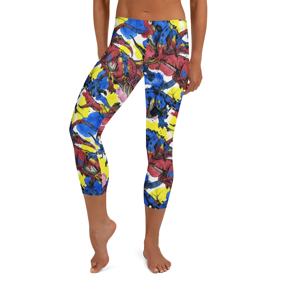 Cretaceous Confetti on Capri Leggings — Front