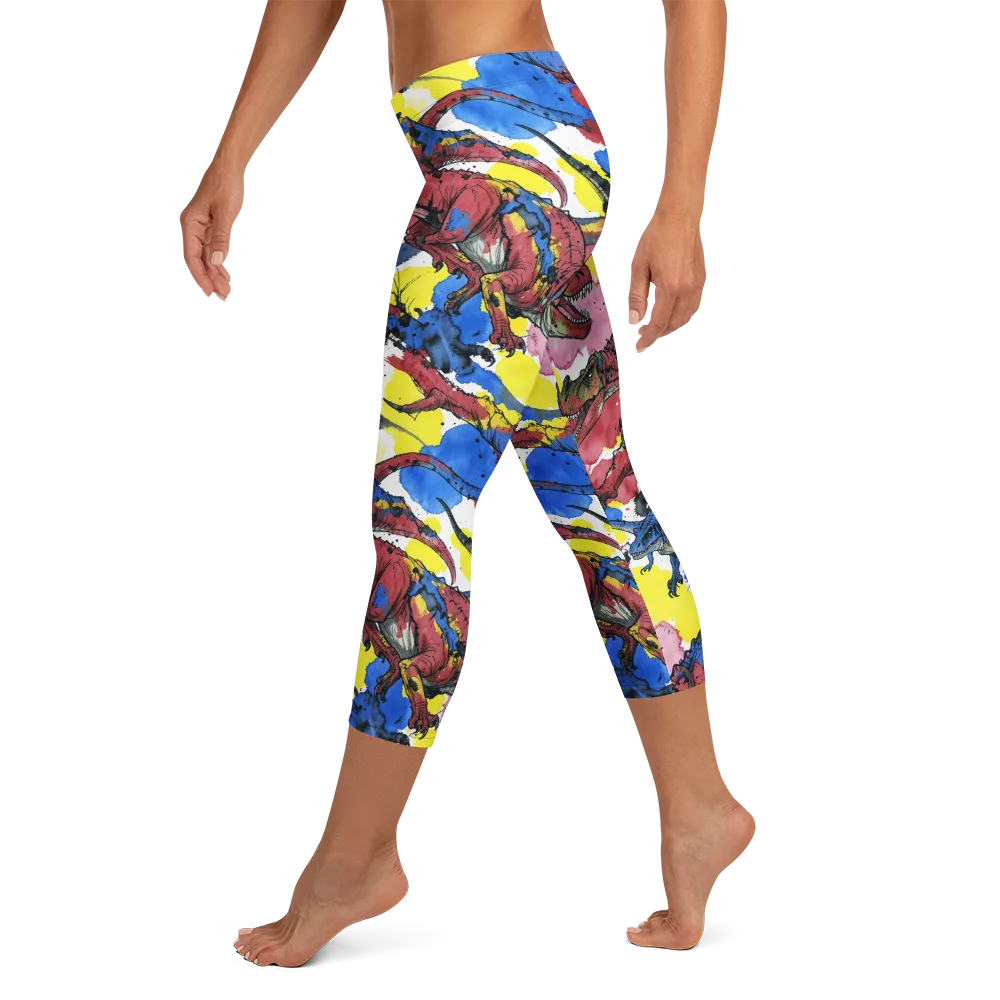 Cretaceous Confetti on Capri Leggings — Left