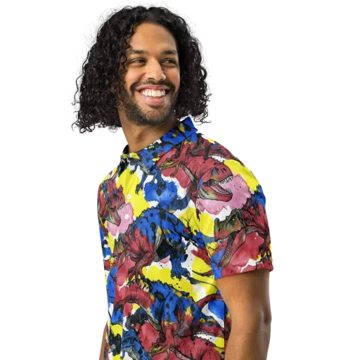Cretaceous Confetti on a Men's Slim Fit Polo Shirt