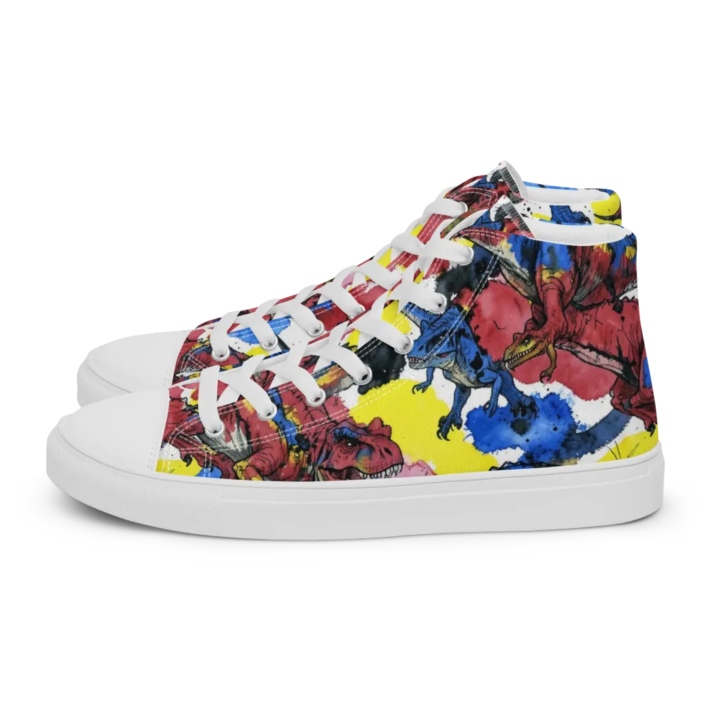 Cretaceous Confetti on Men's High Top Canvas Shoes — Left