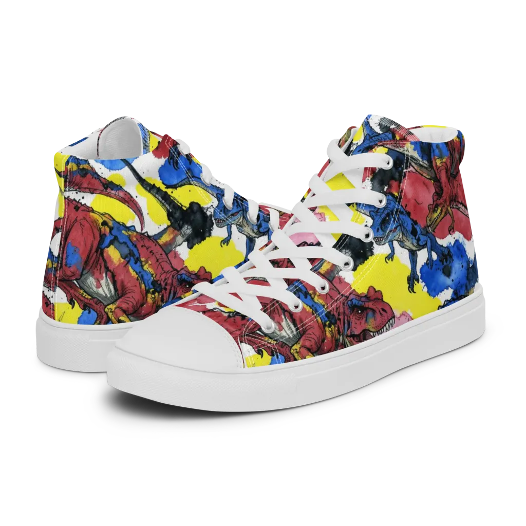 Cretaceous Confetti on Men's High Top Canvas Shoes — Left