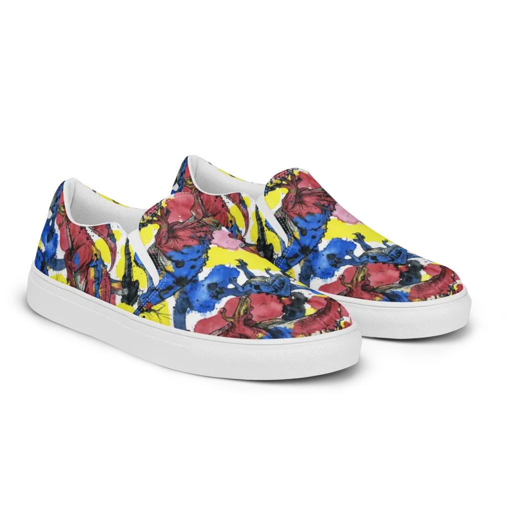 Cretaceous Confetti on Women's Slip-On Canvas Shoes — Right Front