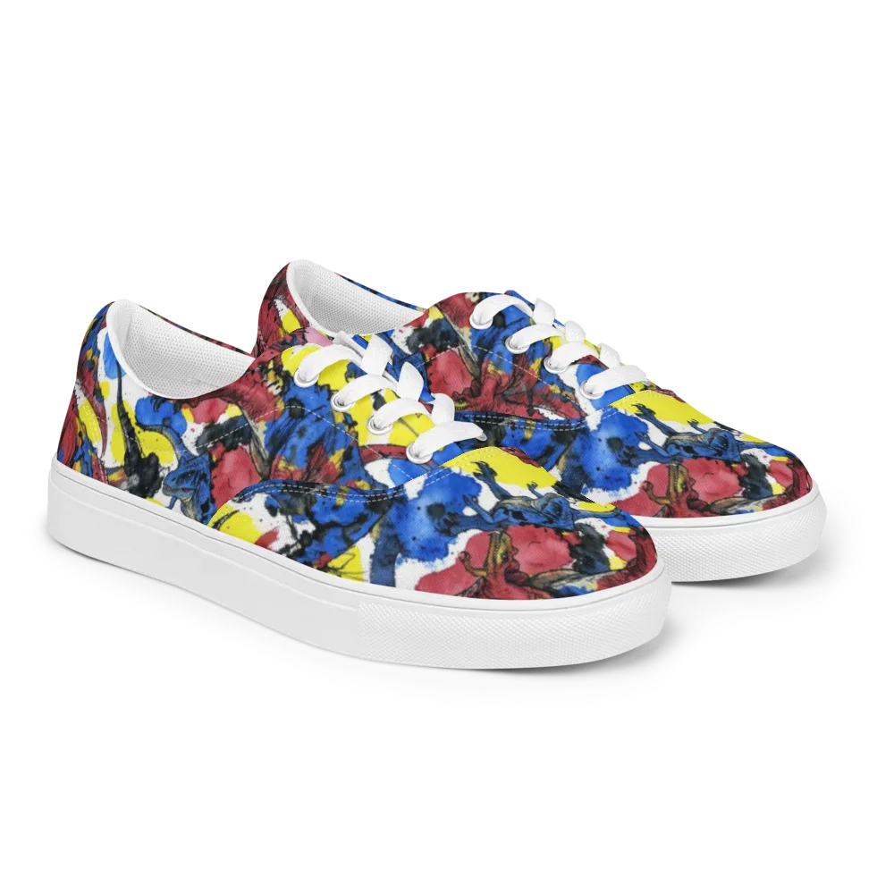 Cretaceous Confetti on Men's Lace-Up Canvas Shoes — Right Front