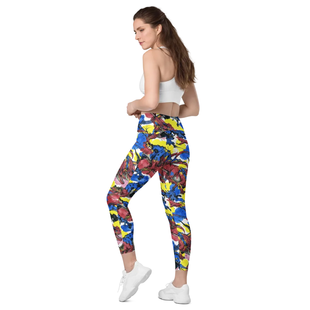 Cretaceous Confetti on Leggings with Pockets — Left Back