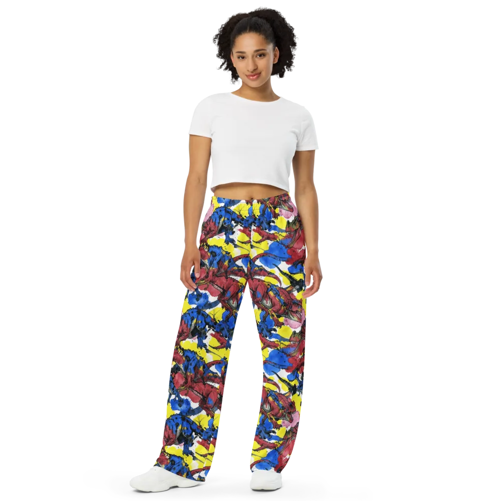 Cretaceous Confetti on Wide-Leg Pants — Front