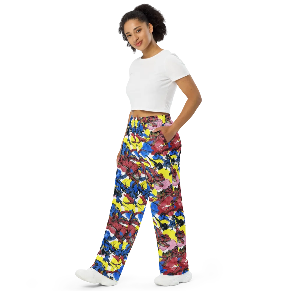 Cretaceous Confetti on Wide-Leg Pants — Left Front