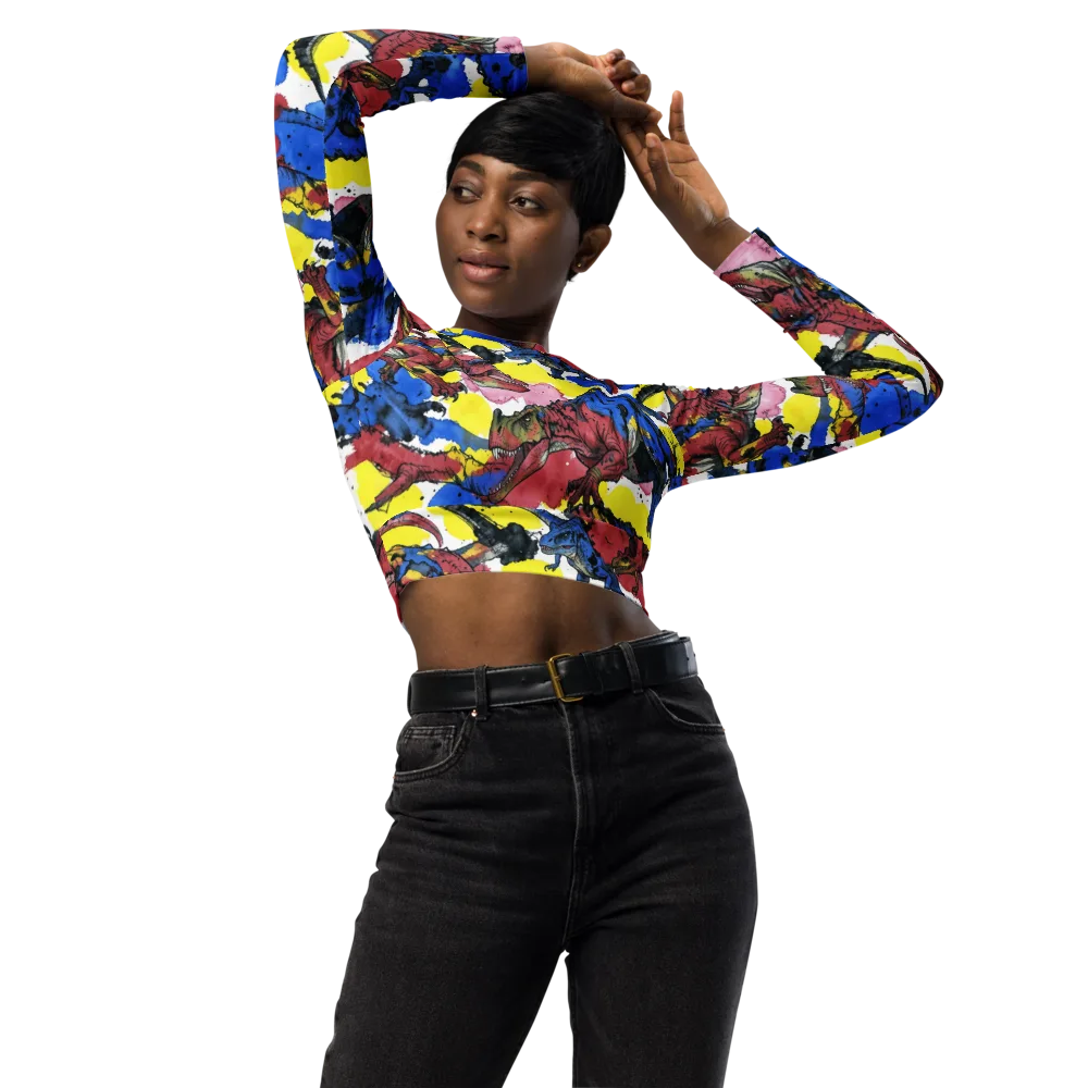 Cretaceous Confetti on Long Sleeve Crop Top — Front