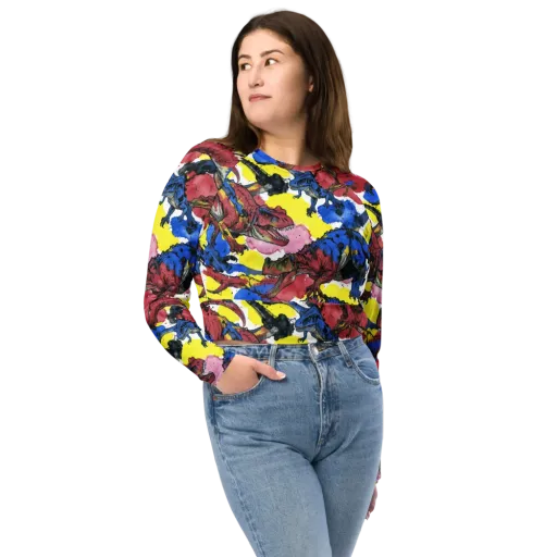 Cretaceous Confetti on a Long Sleeve Crop Top