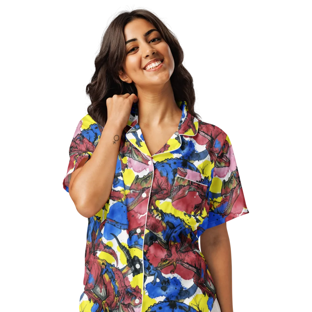 Cretaceous Confetti on Women's Short Sleeve Pajama Top — Front
