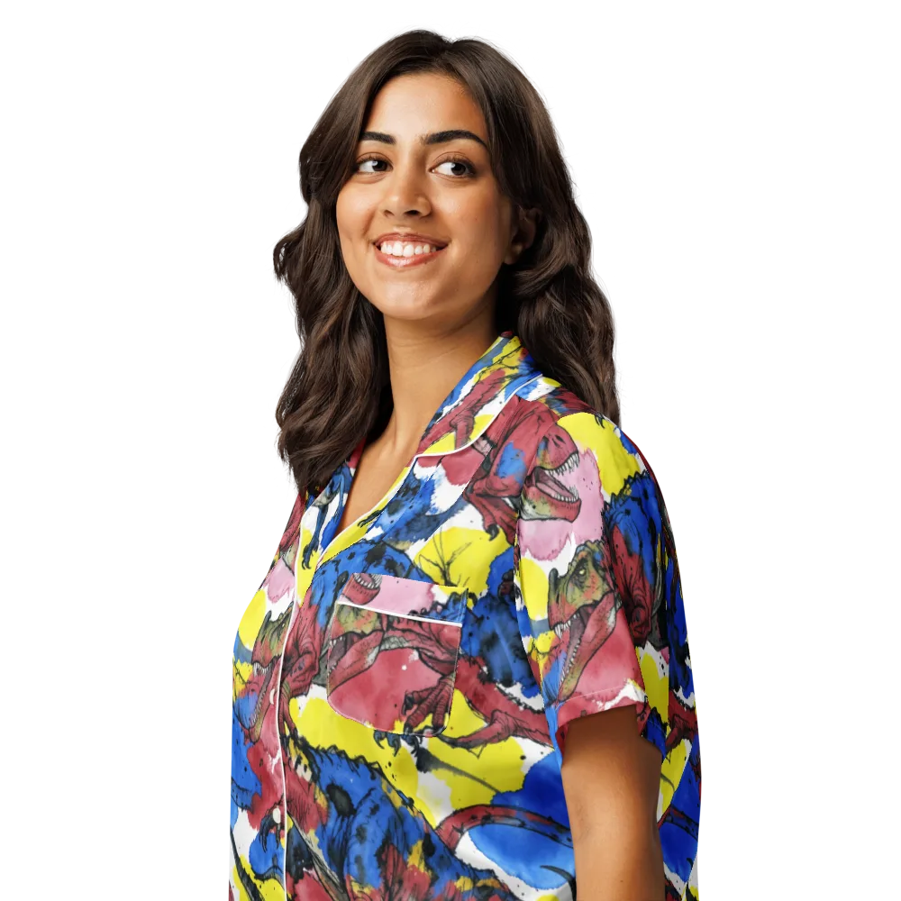 Cretaceous Confetti on Women's Short Sleeve Pajama Top — Left Front