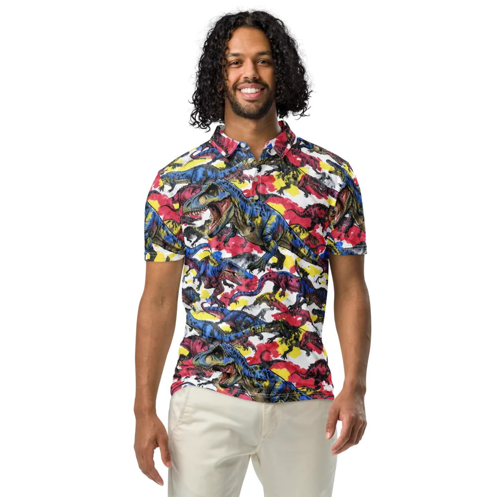 Jurassic Brushstroke on Men's Slim Fit Polo Shirt — Front