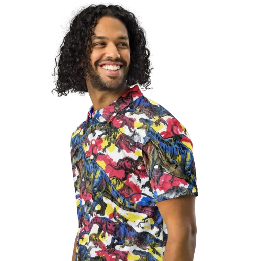 Jurassic Brushstroke on a Men's Slim Fit Polo Shirt