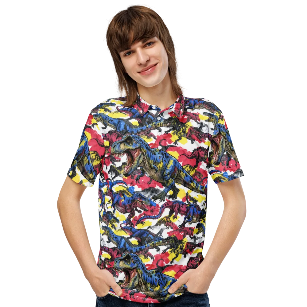Jurassic Brushstroke on Men's Slim Fit Polo Shirt — Front