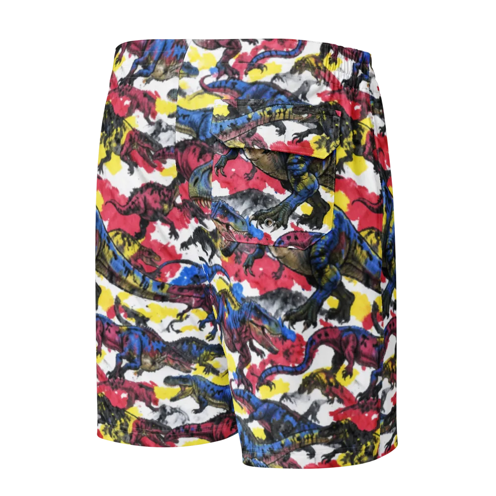 Jurassic Brushstroke on Men's Board Shorts — Back