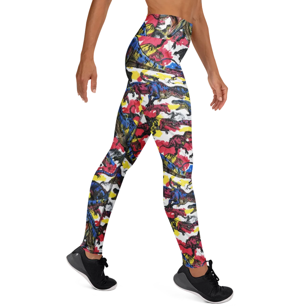 Jurassic Brushstroke on Yoga Leggings — Right