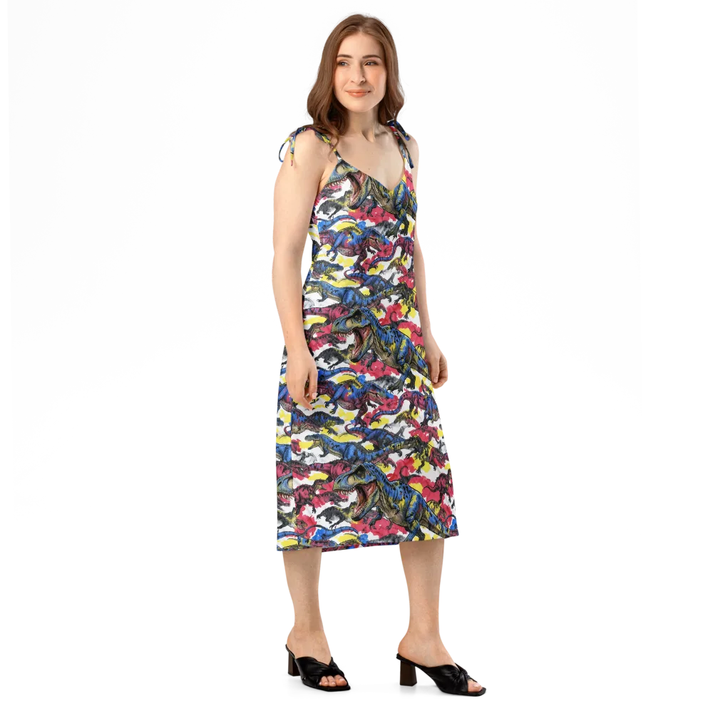 Jurassic Brushstroke on Slip Dress — Right Front