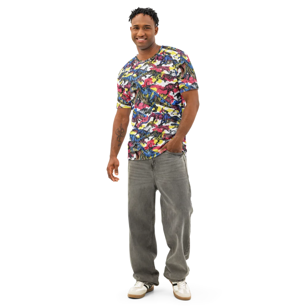 Jurassic Brushstroke on Men's Cotton Crew Neck T-Shirt — Front